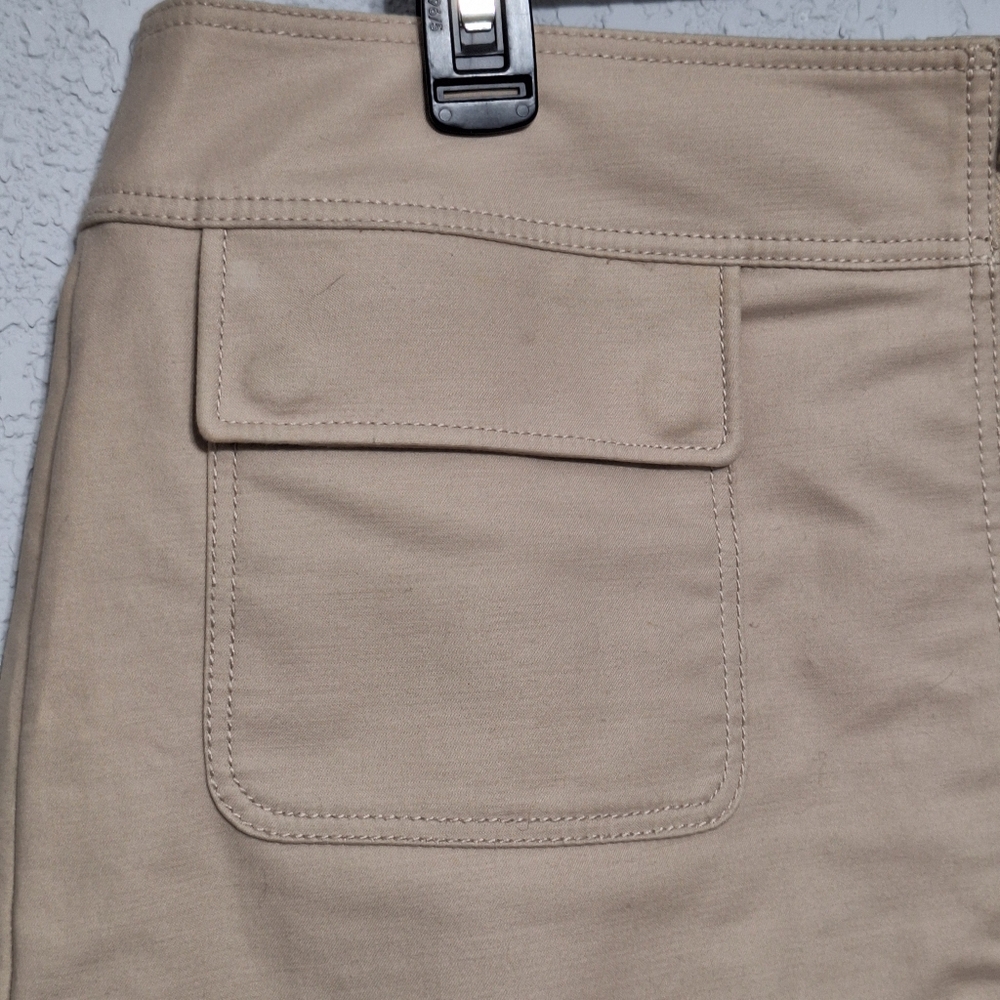 Ann Taylor Tan Zip Front Pocket Mini Skirt | Workwear Career Classic - Picture 6 of 8